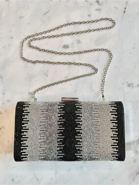 Jessica McClintock Rhinestone Evening Clutch with Removable Chain Strap